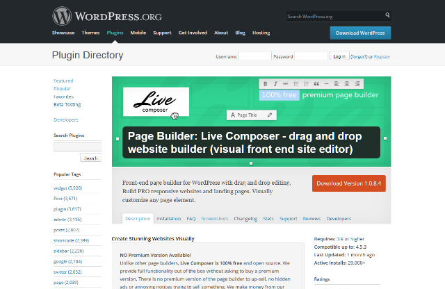 Page Builder: Live Composer - drag and drop website builder Builder 外掛程式