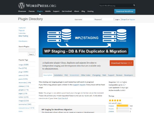 WordPress Plugin WP Staging