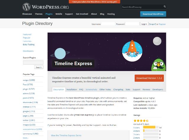 WordPress Plugin Timeline Express
