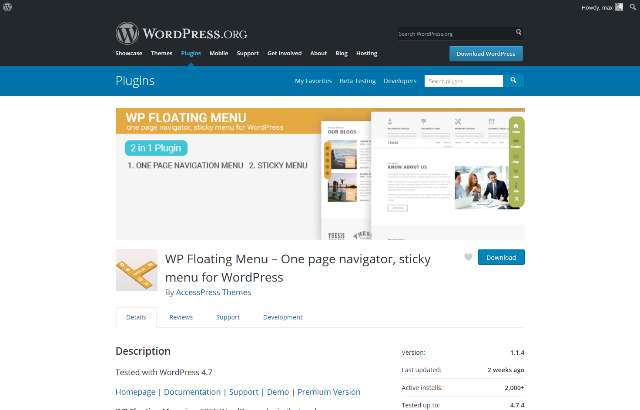 WP Floating Menu WordPress 浮動選單外掛程式