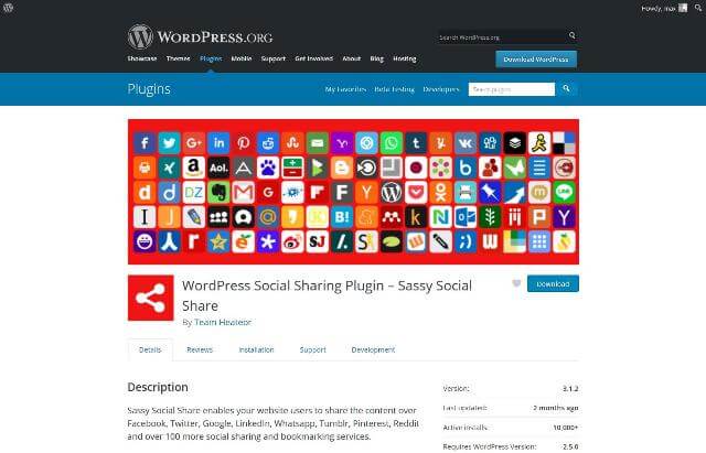 WordPress Plugin Sassy Social Share – 社群分享外掛程式