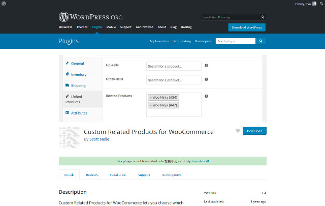 WordPress Plugin Custom Related Products for WooCommerce