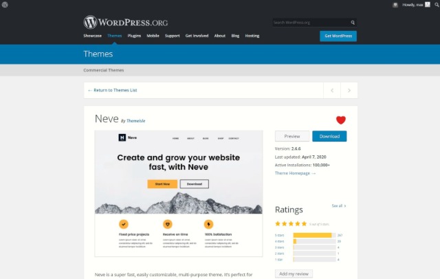 WordPress Theme Neve – 快速多功能佈景主題