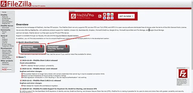 FileZilla 檔案傳輸軟體