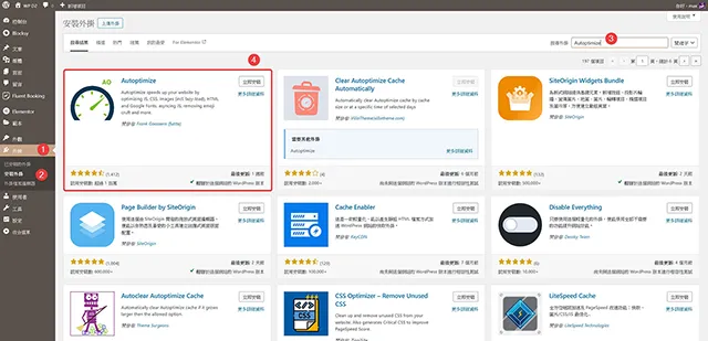 Autoptimize Cache Enabler 最佳化快取外掛組合：立即安裝 Autoptimize 外掛