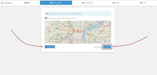 GeoDirectory 商業目錄外掛程式設定精靈步驟二