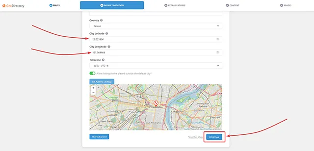 GeoDirectory 商業目錄外掛程式設定精靈步驟二進階設定