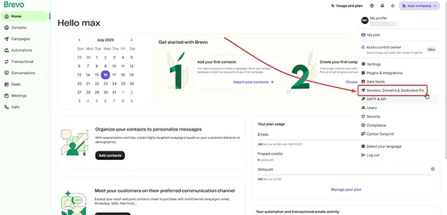 Senders, Domains & Dedicated IPs