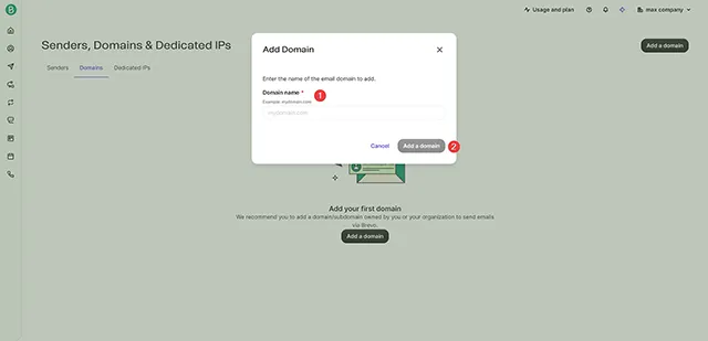 Add Domain 新增網域名稱