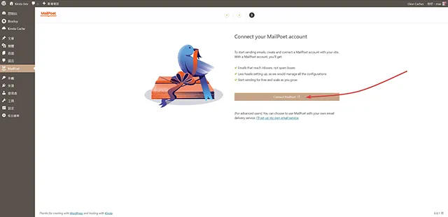 Connect MailPoet 連結到官網