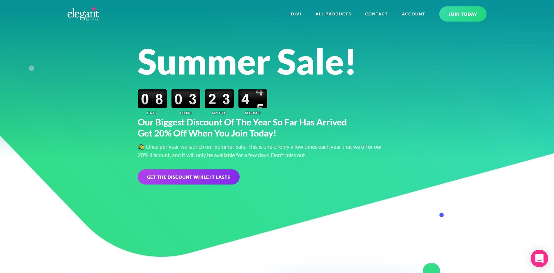 Elegant Themes Summer Sale – 夏日優惠折扣倒數中！